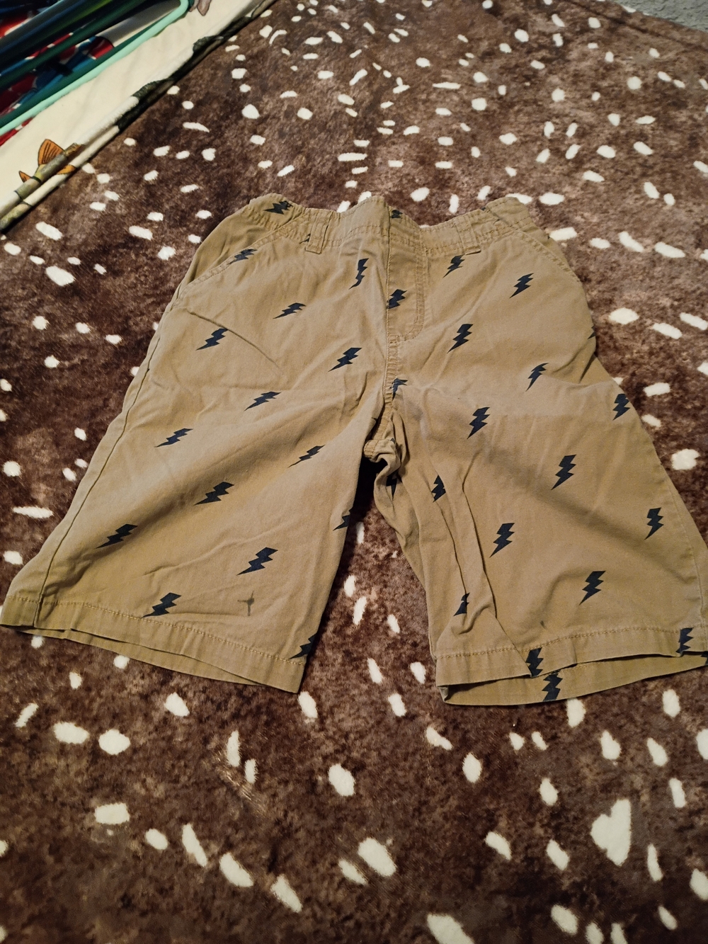 Boys Khaki Lightning-Print Shorts